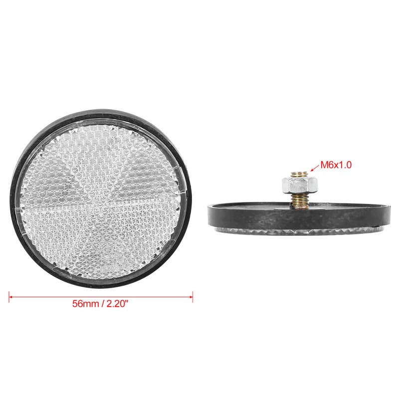 F FIERCE CYCLE Pair M6x1.0 White Plastic Universal Screw Mount Reflective Warning Reflector for Motorcycle Bike - Image 3